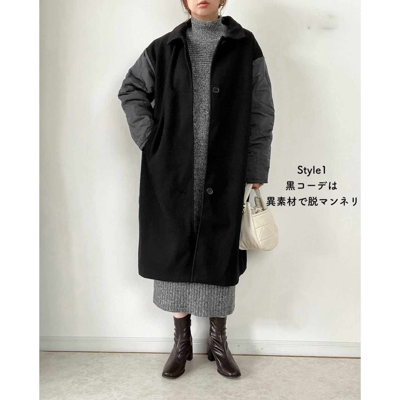 翻领拼接款棉衣袖长袖呢大衣外套