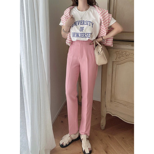 日单GR*春秋时尚百搭多色拉链高腰收口小脚西装裤休闲裤女23807