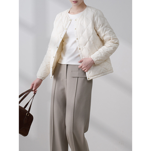 推荐!外搭or叠穿!日单冬季简约两穿长袖按扣绗线薄羽绒服31886