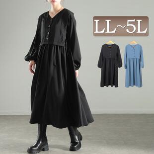 时尚 新款 显瘦V领系扣侧边系带雪纺连衣裙女29212 品牌秋季 日单大码