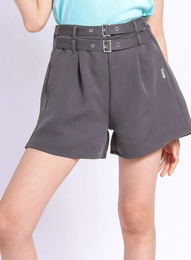 日单品牌春夏新款童装亲子时尚松紧腰双腰带装饰西装短裤女26423