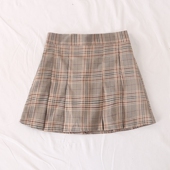 日单品牌春夏新款 格子半身裙27556 学院风减龄JK裙半松紧腰安全裤