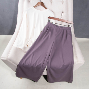 打底衫 简约休闲圆领长袖 松紧腰阔腿裤 长裤 18579 日单春装 套装 新品