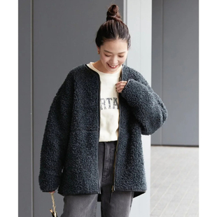 日单品牌秋冬新款 温暖氛围感V领拉链泰迪绒皮边棉衣外套28908 时尚