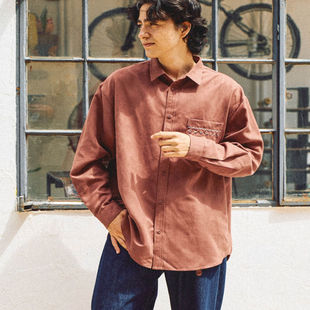 磨毛衬衫 休闲百搭翻领口袋刺绣长袖 男31137 秋冬新款 日单品牌nik