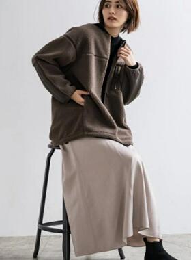 日单L*P秋冬新款简约优雅华丽感松紧腰A字中长缎面半身裙女28387