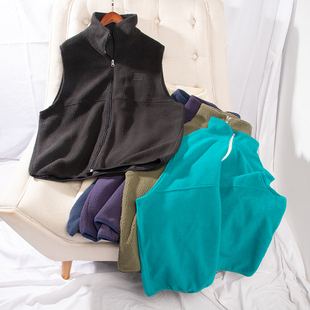 日单品牌秋冬新款 百搭立领拉链摇粒绒马甲男女26826 时尚