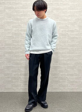 日单品牌秋冬新款简约休闲温暖百搭罗纹圆领长袖毛衣男女31592