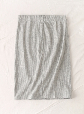 夏季新款好看气质女裙松紧腰修身书坑条弹力包臀针织半身裙19362