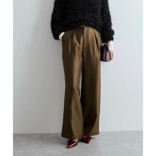 休闲裤 潮范金属扣带腰带光泽直筒裤 女32407 时尚 日单贵牌春秋新款