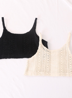 日单童装品牌夏季新款文艺范唯美镂空针织棉外搭吊带马甲26955