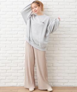 休闲裤 百搭松紧腰百褶宽松直筒裤 21277 简约多色时尚 日单春夏新款