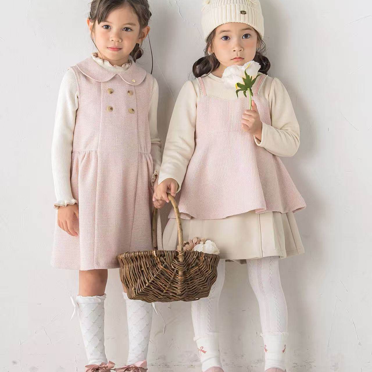 日单童装秋冬新款高级感小香风娃娃领双排扣装饰无袖背心裙31048,童装/婴儿装/亲子装,连衣裙,淘宝优惠券,粉丝福利购,淘宝优惠卷