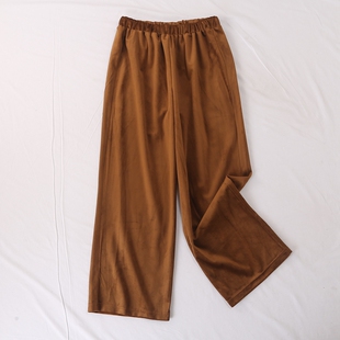 休闲裤 洋气百搭拼接松紧腰直筒金丝绒长裤 25733 时尚 日单春秋新款