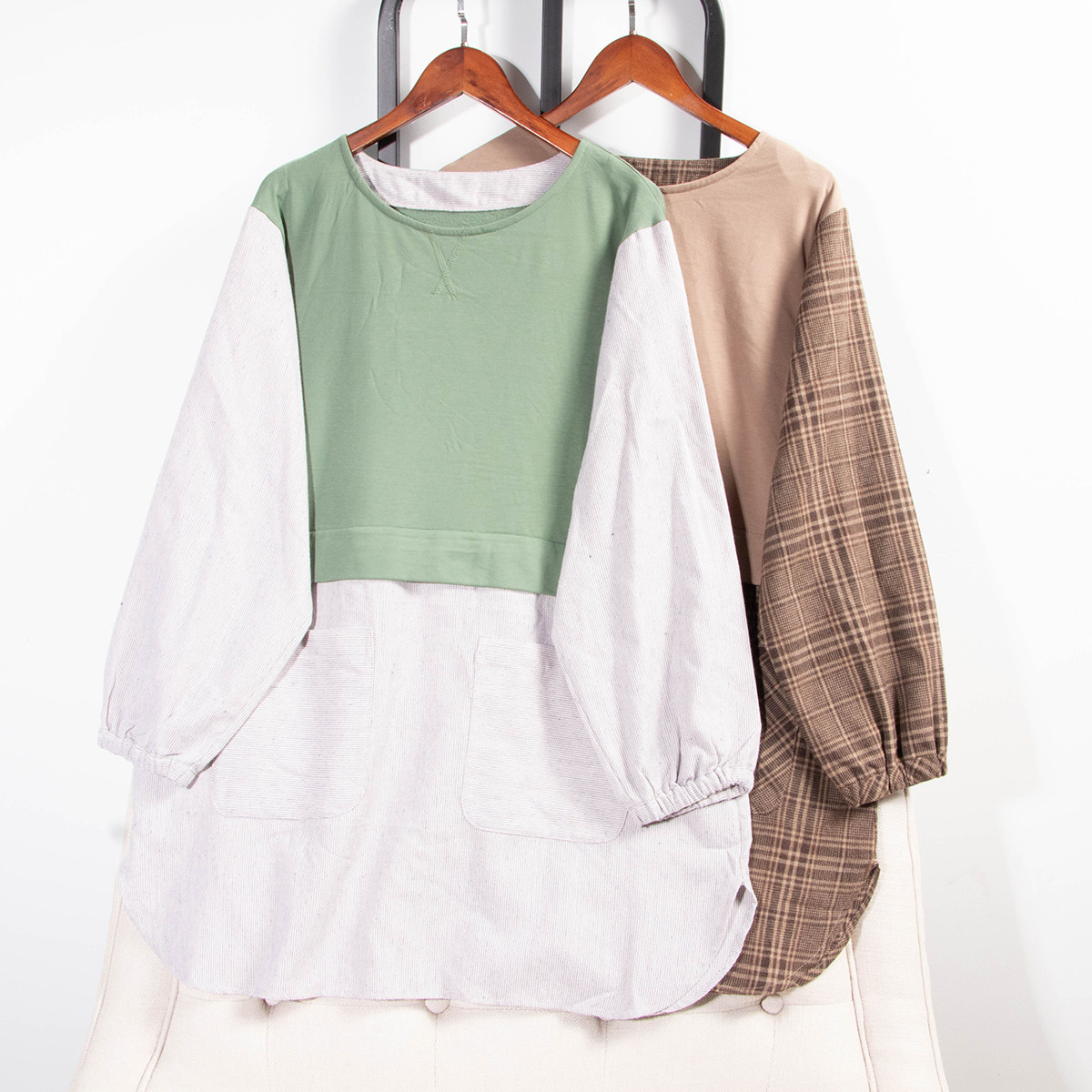 日单秋冬新款休闲文艺百搭撞色拼接圆弧摆加绒假两件连衣裙31563,女装/女士精品,连衣裙,淘宝优惠券,粉丝福利购,淘宝优惠卷