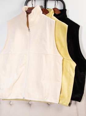 日单品牌秋冬新款时尚温暖宽松大版立领拉链款丝绒背心马甲26835