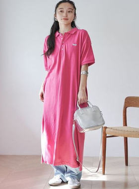 日单品牌夏季新款清新减龄休闲polo领侧口袋棉短袖连衣裙女29620