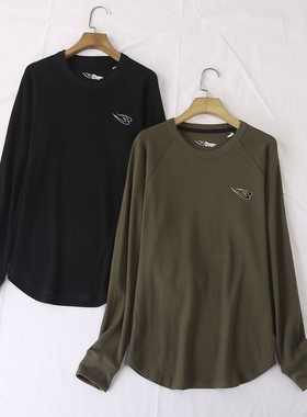 日单运动品牌秋冬新款圆领插肩袖圆弧下摆长袖针织衫打底衫24210