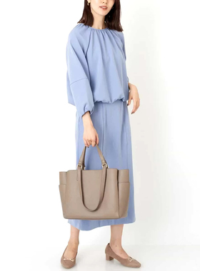 日单春秋新品简约显气质优雅松紧收腰小衫上衣+半松紧半身裙30584