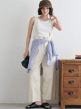 日单品牌春夏新款时尚休闲可调节肩带金属扣棉牛仔背带裤30243