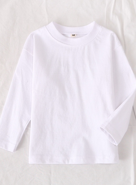 日单春秋新款童装简单休闲舒适纯色圆领棉长袖T恤打底衫19975