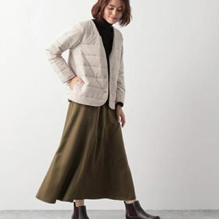 日单L 优雅华丽感松紧腰A字中长缎面带内衬半身裙28388 P秋冬新款