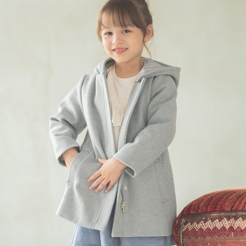 两穿脱卸连帽拉链口袋呢大衣外套