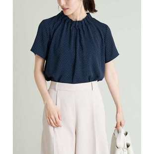 雪纺衫 日单品牌夏季 衬衫 气质OL松紧百褶小圆点印花短袖 30551 新款