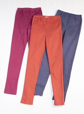 春夏新款韩版简单纯色百搭松紧腰棉弹力修身铅笔裤打底裤 19230