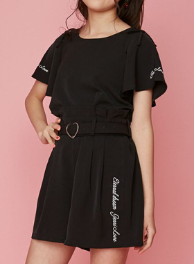 日单童装品牌夏季新款轻盈垂坠半松紧腰字母刺绣百褶薄短裤27041