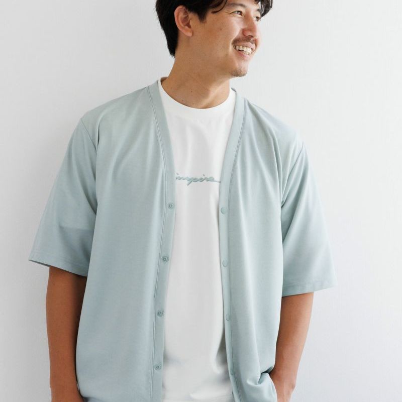 日单品牌春夏新款休闲百搭V领按扣侧口袋麻调中袖开衫外套男30478