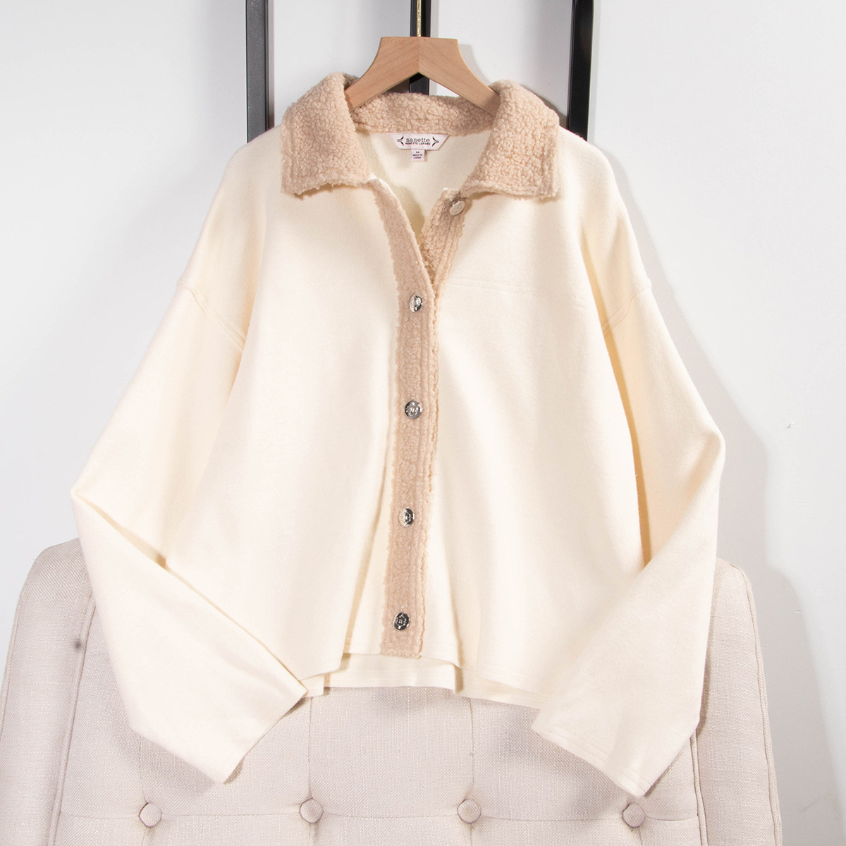 外贸单秋冬新款时尚气质百搭羊羔绒翻领纽扣针织开衫外套31598,女装/女士精品,毛衣,淘宝优惠券,粉丝福利购,淘宝优惠卷