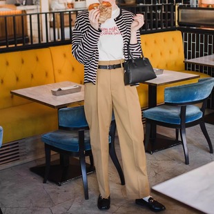日单品牌秋冬新款法式经典百搭一粒扣高腰小直筒西装休闲裤31938
