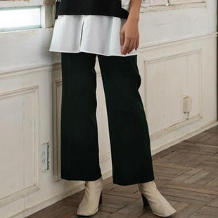 休闲裤 长裤 20362 简单纯色半松紧腰腰环薄呢微喇叭裤 日单秋冬新款