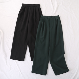 裤 日单春秋新款 西装 休闲裤 女23931 简约大方百搭OL半松紧腰直筒裤