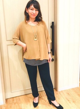 日单春夏新款简单大方休闲百搭圆领开叉拼接条纹下摆T恤上衣25494