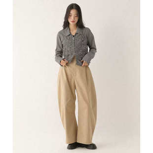 女30919 香蕉裤 日单时尚 休闲宽松百搭半松紧腰两侧纽扣可调弯刀裤