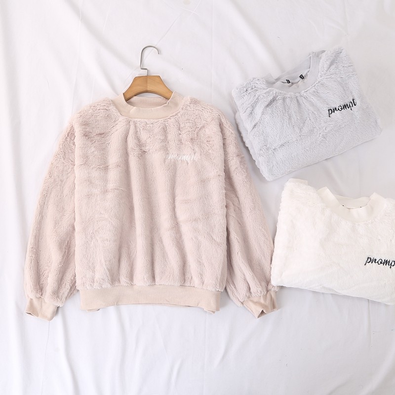 日单秋冬温暖氛围感罗纹圆领字母刺绣仿皮草毛毛卫衣绒衫女24625,女装/女士精品,卫衣/绒衫,淘宝优惠券,粉丝福利购,淘宝优惠卷