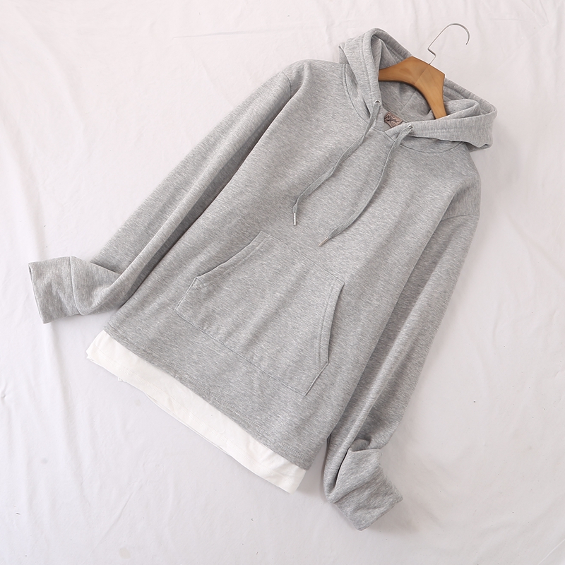 假两件拼接加绒加厚卫衣