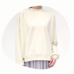 卫衣上衣女28956 休闲百搭纯色罗纹圆领长袖 日单春秋新款 简单大版