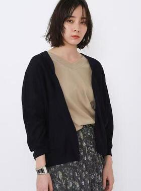 日单春夏新款简约文艺清新休闲百搭V领长袖薄款针织开衫外套28917