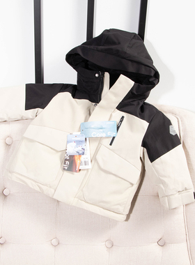 童装品牌专柜冬季温暖防风防泼水袖子魔术贴撞色拼接羽绒服31783