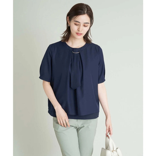 女30563 衬衫 日单品牌春夏新款 甜美优雅圆领后颈一粒扣带内衬短袖