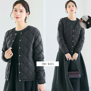 绗线薄款 日单品牌冬季 按扣款 简约两穿圆领长袖 羽绒服女31886 新品
