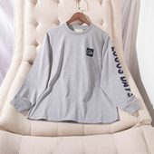 子字母T恤打底衫 日单品牌春秋新款 休闲圆领树叶印花袖 男女29022