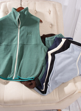 日单品牌秋冬新款时尚百搭立领拉链摇粒绒马甲男女26824