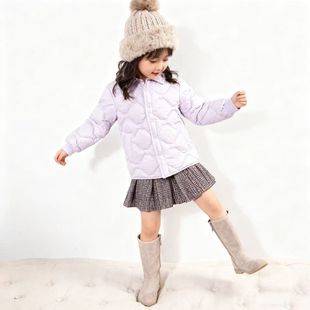 专柜童装冬季男女童保暖有型空气感翻领按扣绗线轻薄羽绒服31932