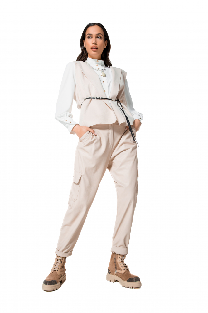 时尚宽松大码柔软PU皮工装裤