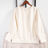 日单品牌秋冬新款 简约休闲纯色百搭圆领加绒保暖长袖 卫衣女31843