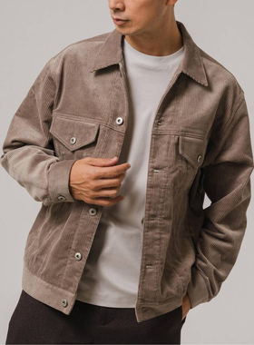 日单品牌秋冬新款时尚休闲翻领口袋厚实灯芯绒夹克外套长裤31144